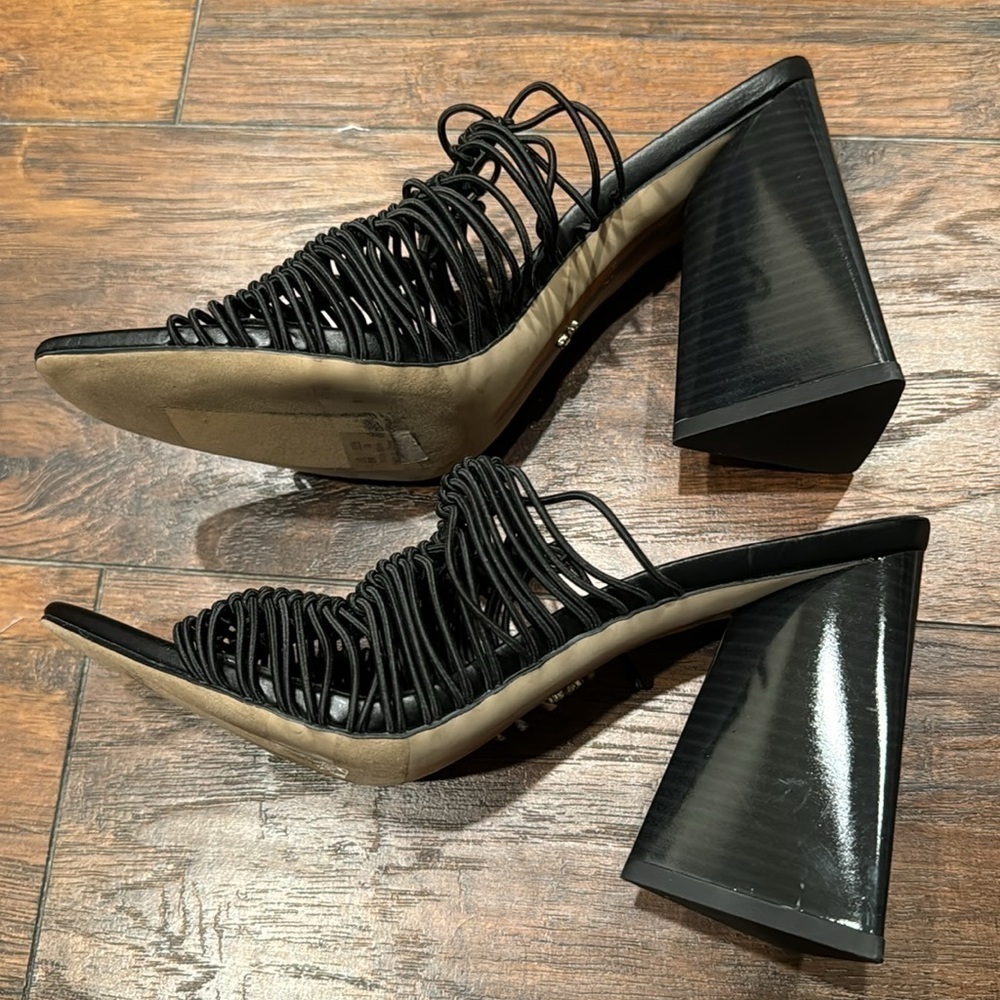 Sam Edelman Black Braided Strap Block Heel Mule - Picture 15 of 15